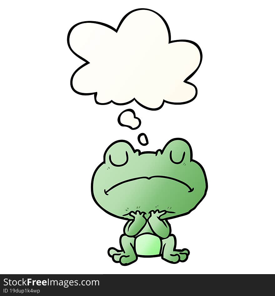 cartoon frog and thought bubble in smooth gradient style