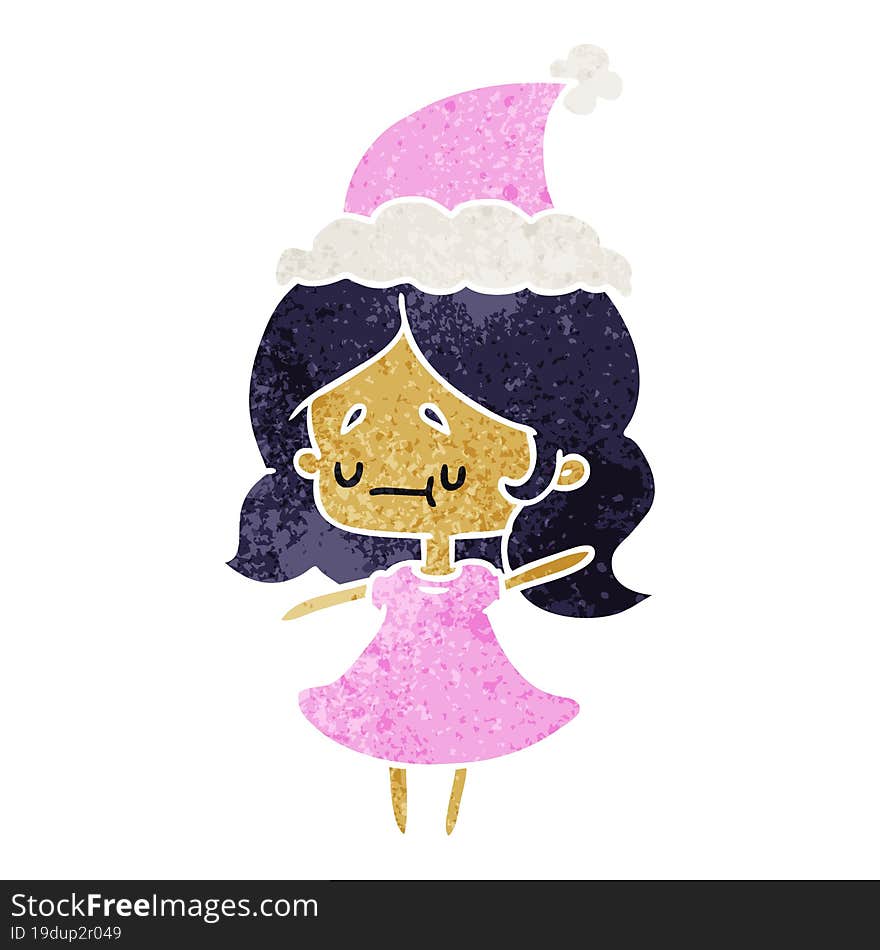 christmas retro cartoon of kawaii girl