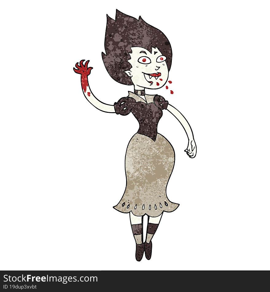 Textured Cartoon Blood Sucking Vampire Girl