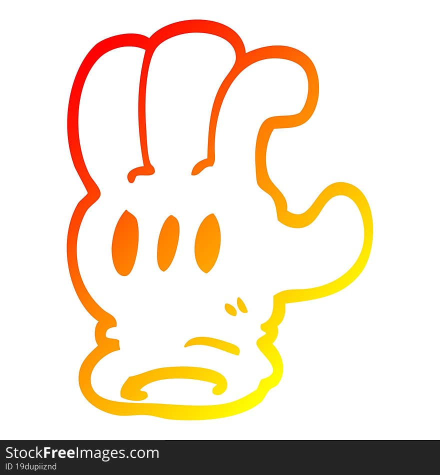 warm gradient line drawing of a cartoon glove hand