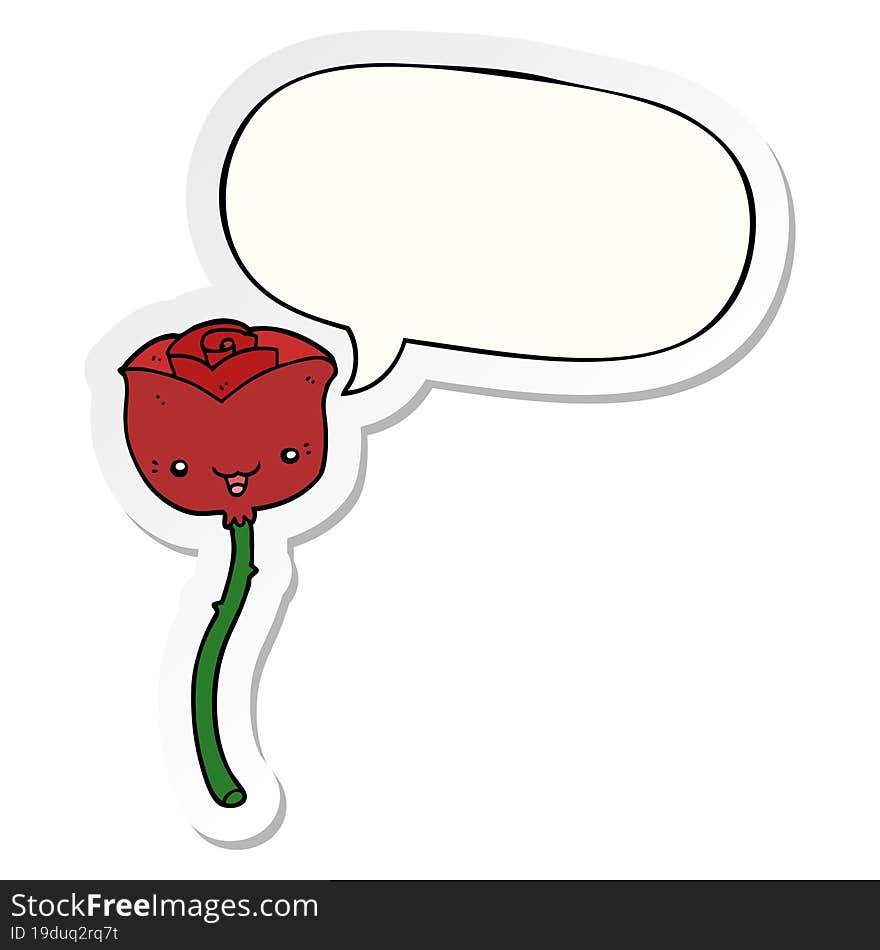 Cartoon Flower And Speech Bubble Sticker