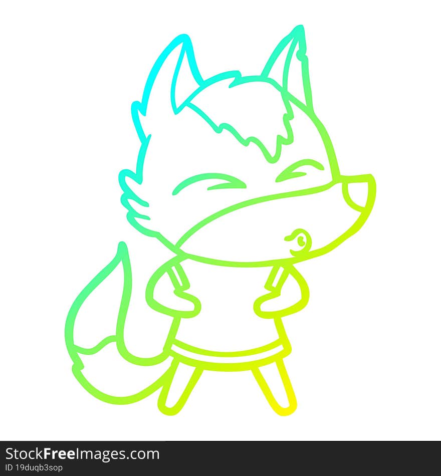 cold gradient line drawing cartoon wolf whistling