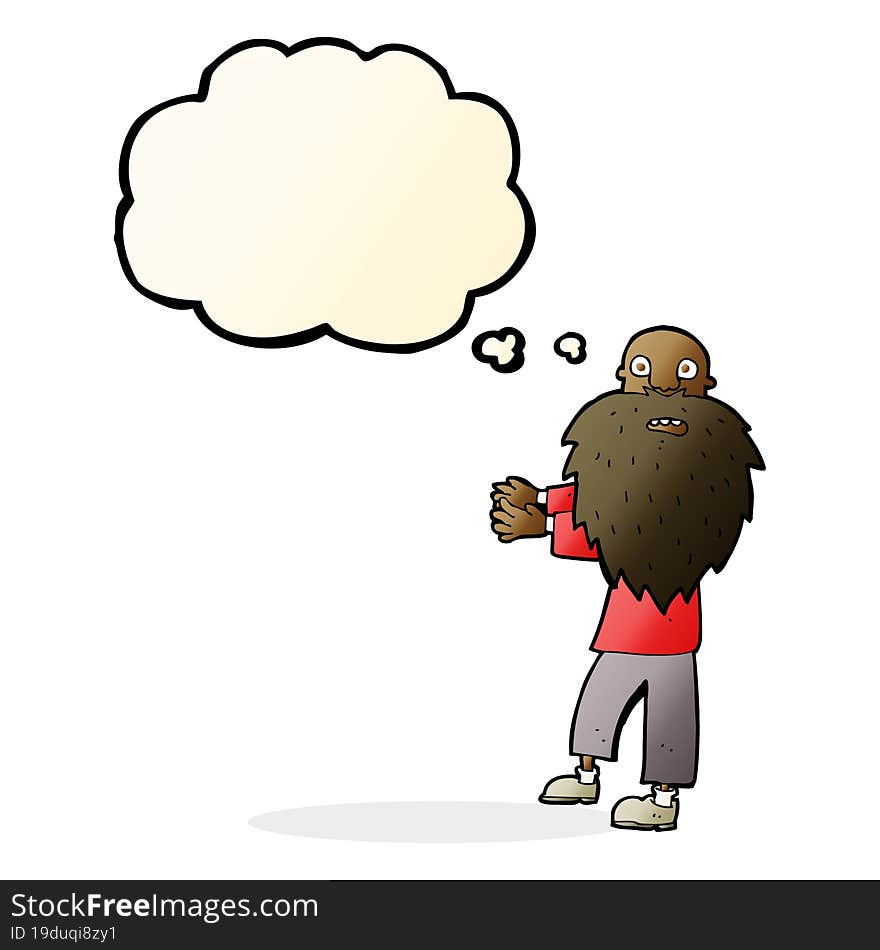 cartoon bearded old man with thought bubble