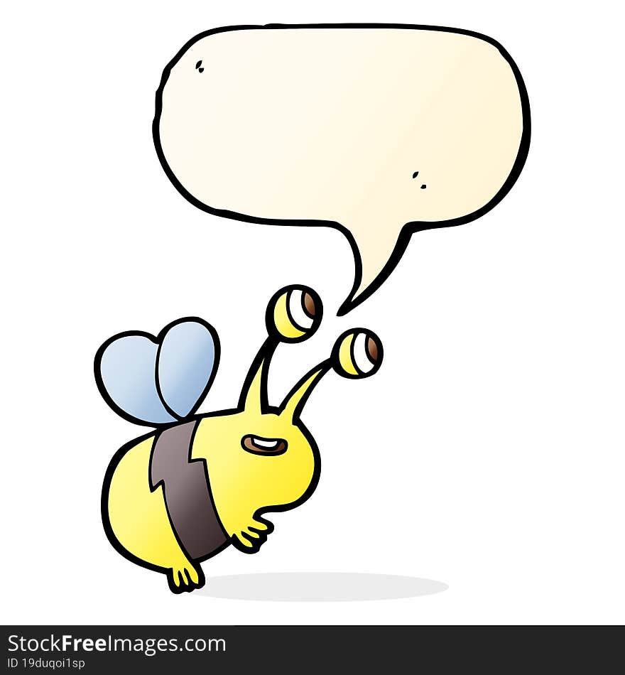 cartoon happy bee with speech bubble