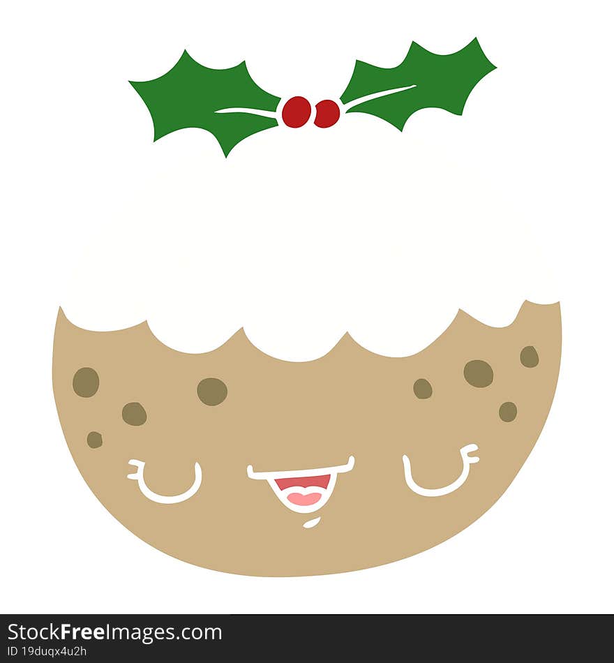 cute flat color style cartoon christmas pudding