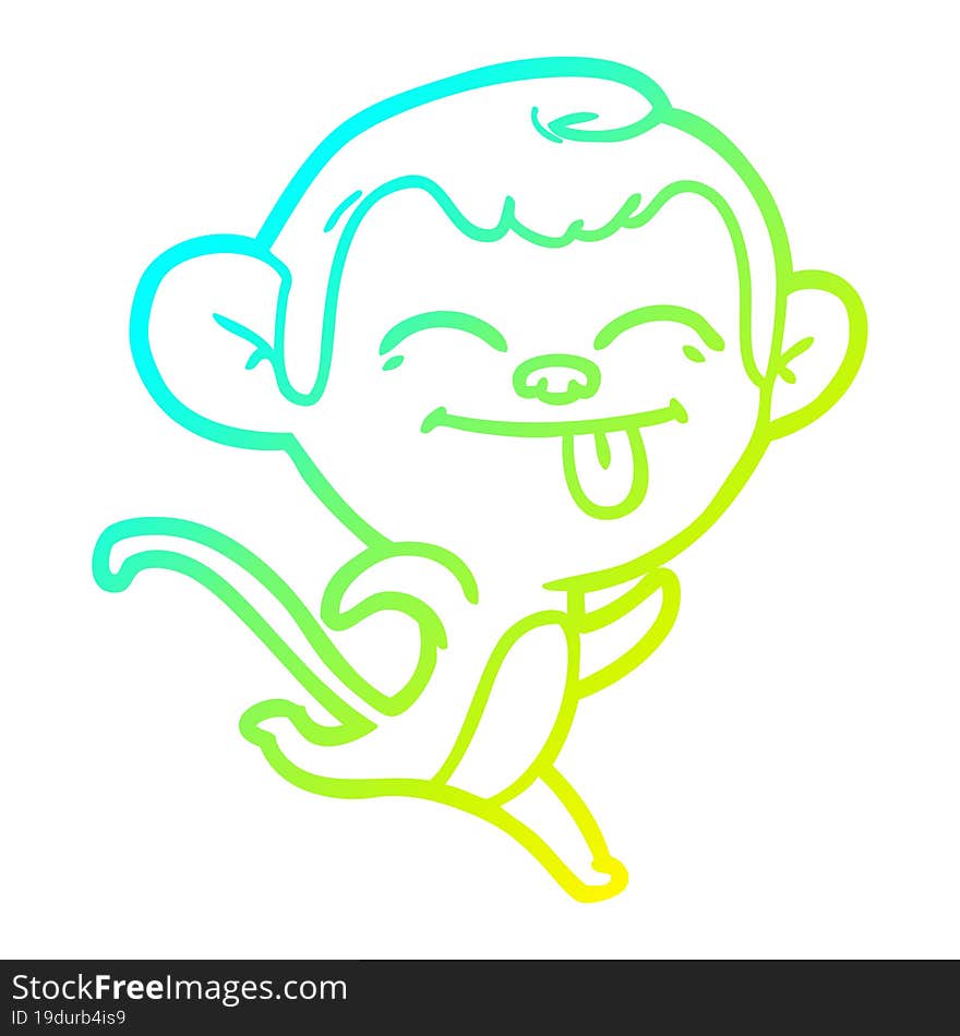 cold gradient line drawing funny cartoon monkey