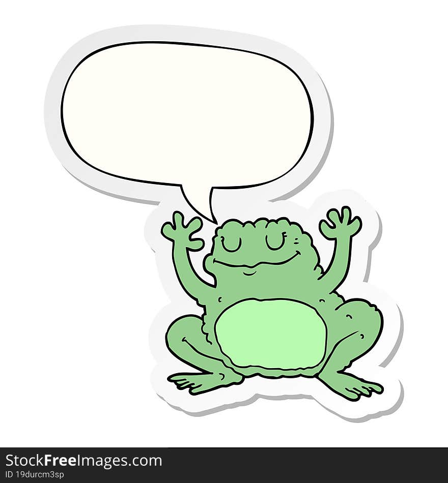 Cartoon Frog And Speech Bubble Sticker