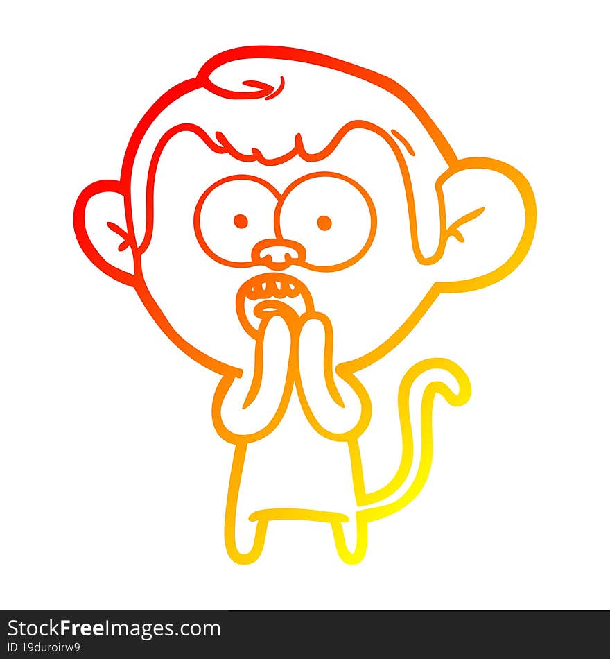 warm gradient line drawing cartoon shocked monkey