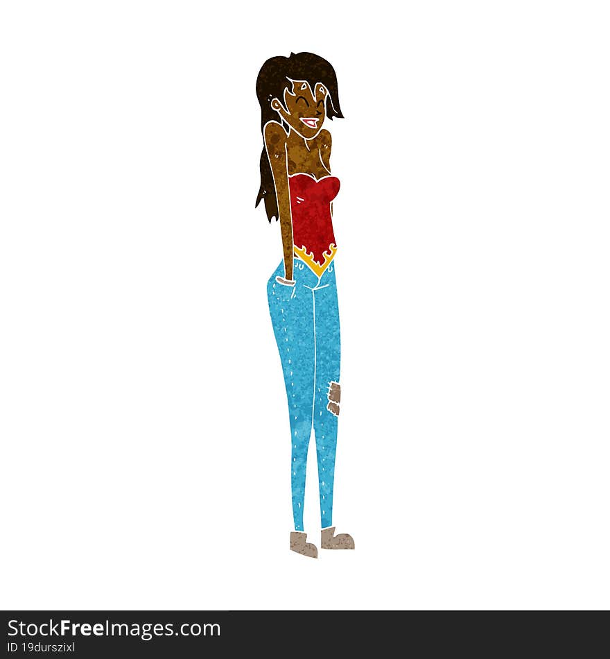 cartoon pretty woman shrugging shoulders