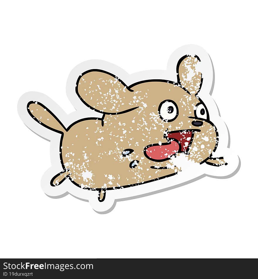 Distressed Sticker Cartoon Of Cute Kawaii Dog