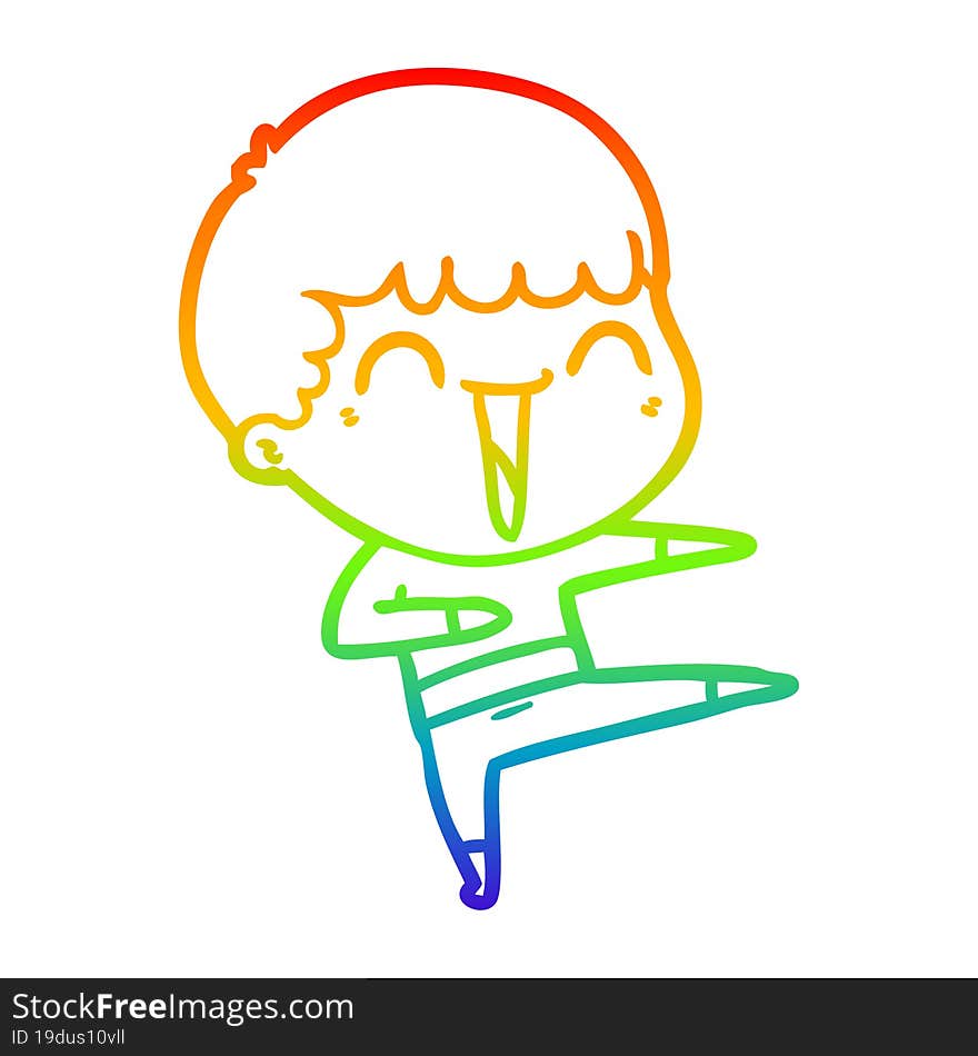 rainbow gradient line drawing of a cartoon happy man