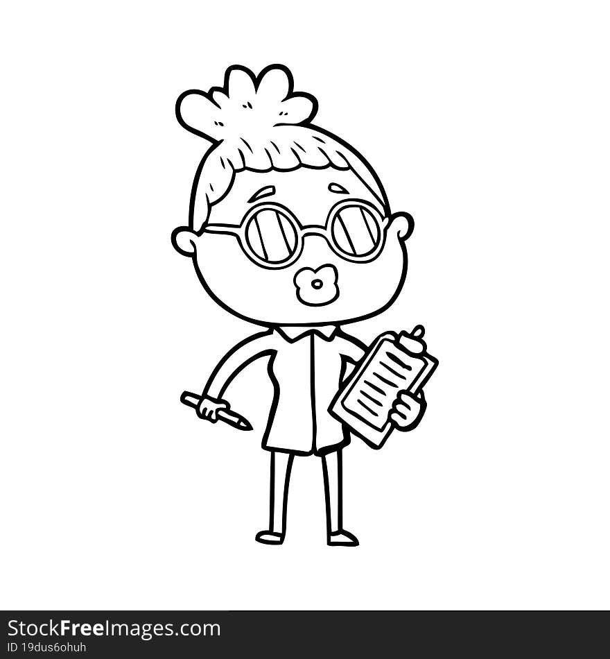 cartoon manager woman wearing spectacles. cartoon manager woman wearing spectacles