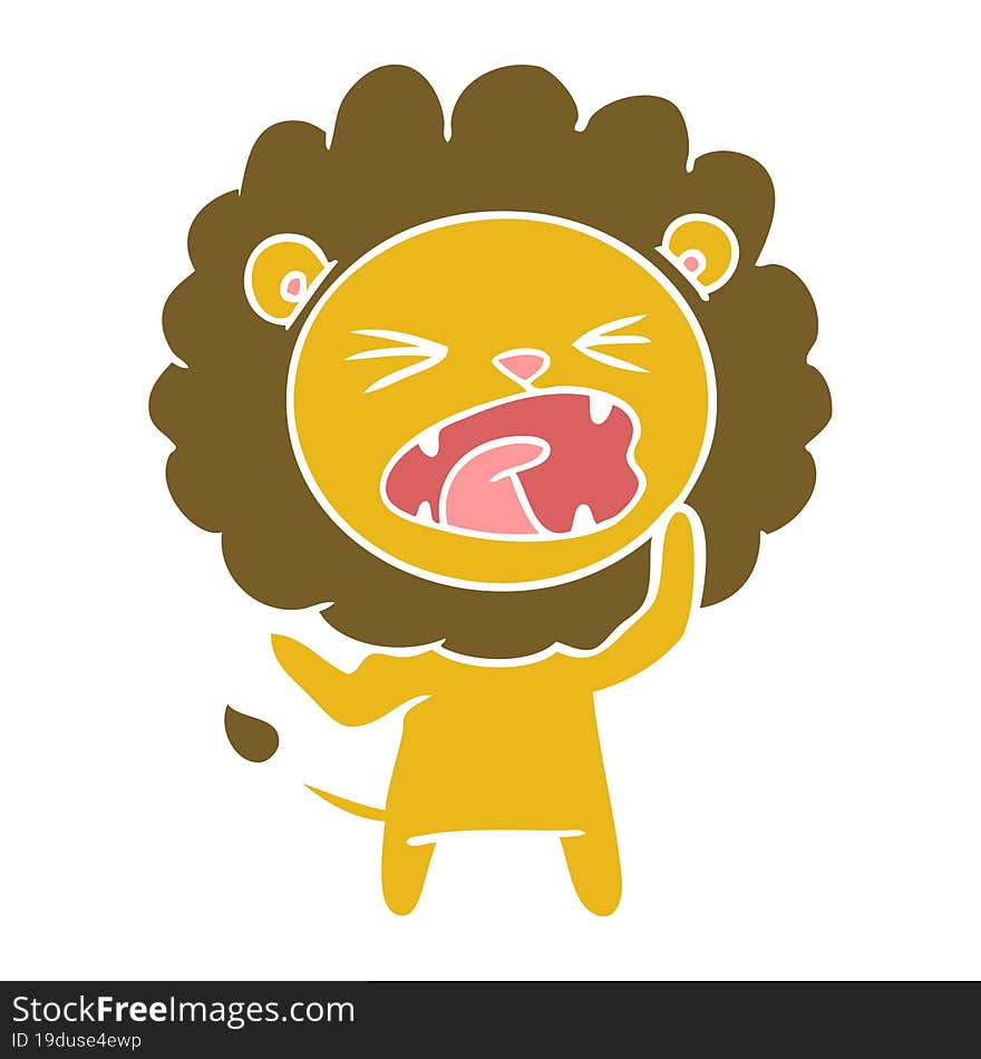 flat color style cartoon angry lion