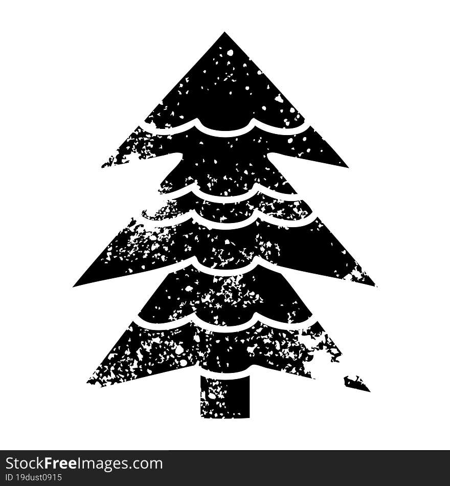 distressed symbol snow covered tree