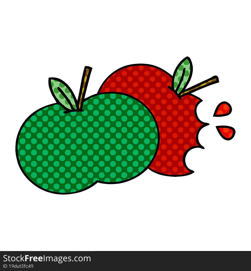 Comic Book Style Cartoon Juicy Apple