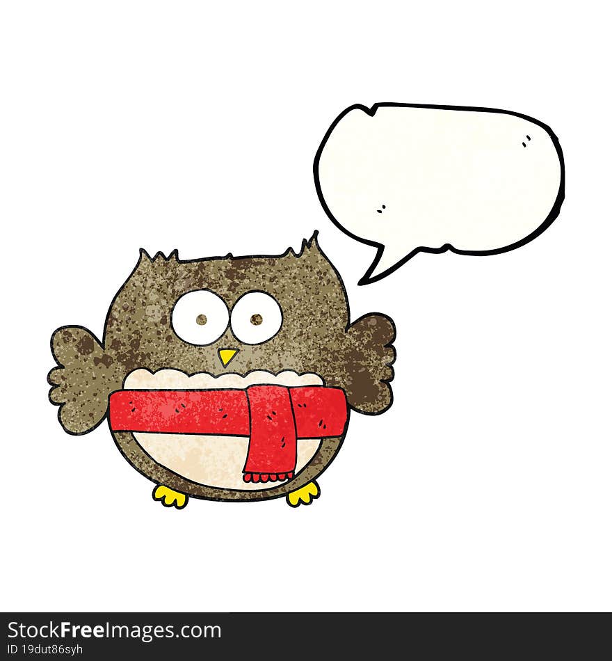 Speech Bubble Textured Cartoon Cute Owl