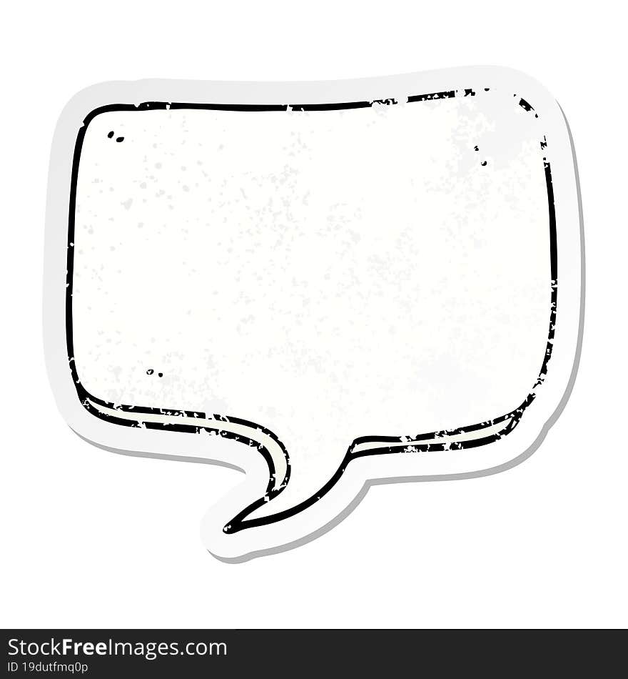 distressed sticker of a cartoon speech bubble