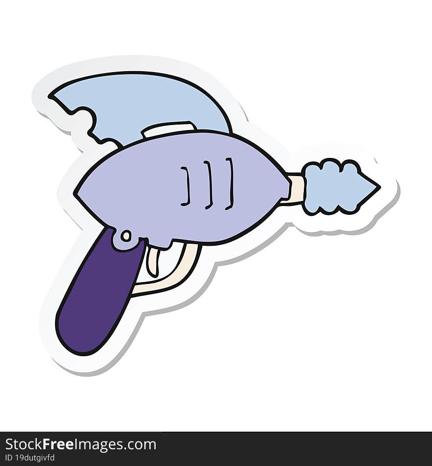 sticker of a cartoon ray gun