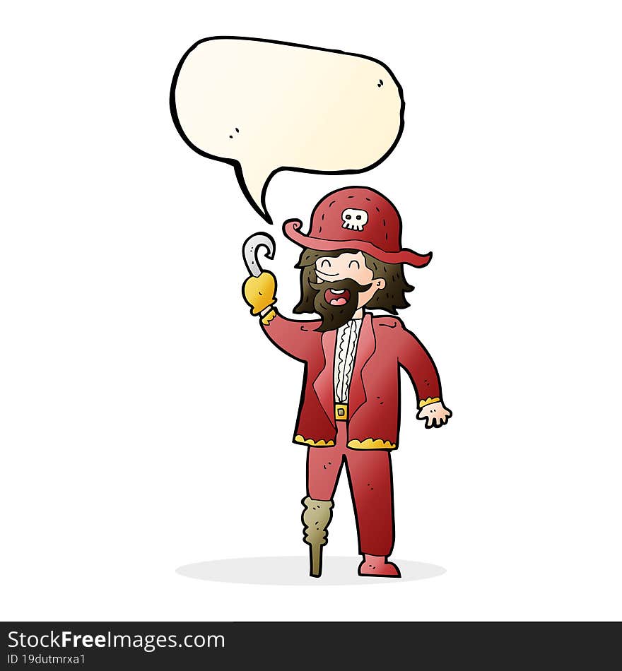 Cartoon Pirate Captain With Speech Bubble