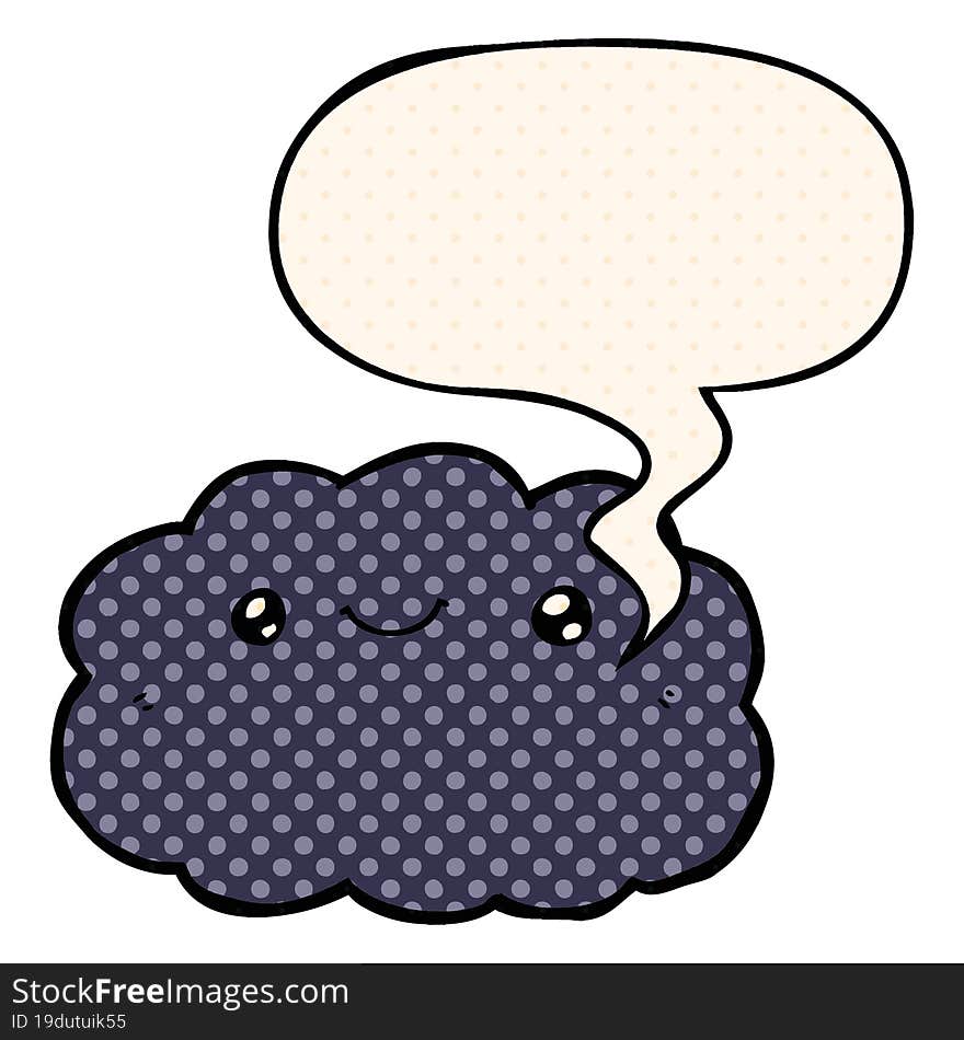 cartoon cloud and speech bubble in comic book style