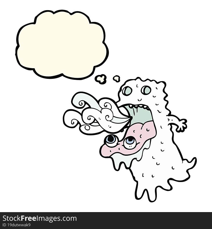 Cartoon Gross Ghost With Thought Bubble