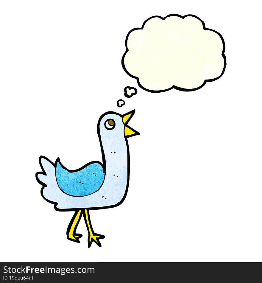 cartoon bird with thought bubble