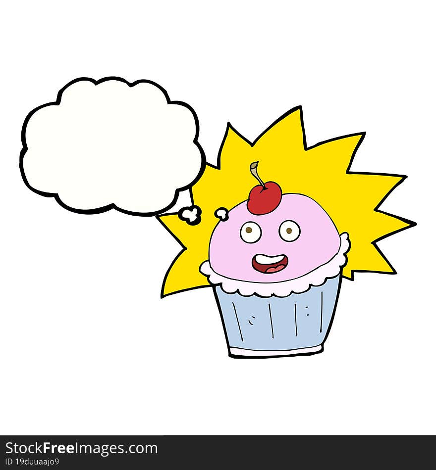 Cartoon Cupcake With Thought Bubble