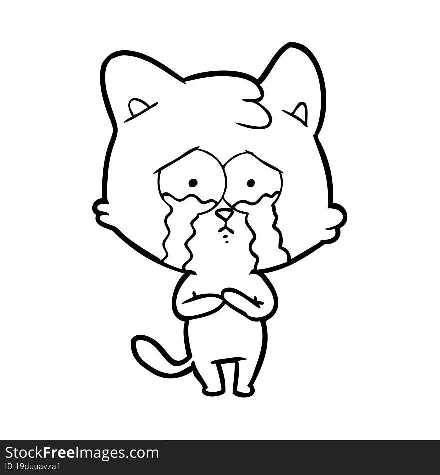 cartoon crying cat. cartoon crying cat