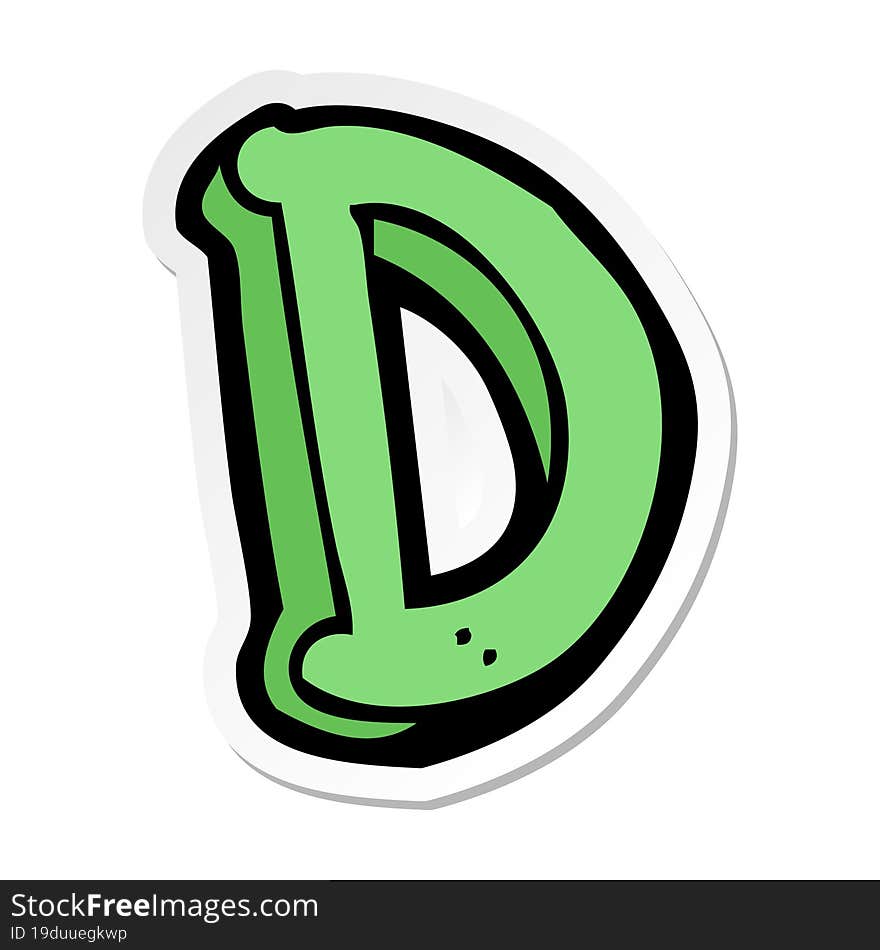 Sticker Of A Cartoon Letter D