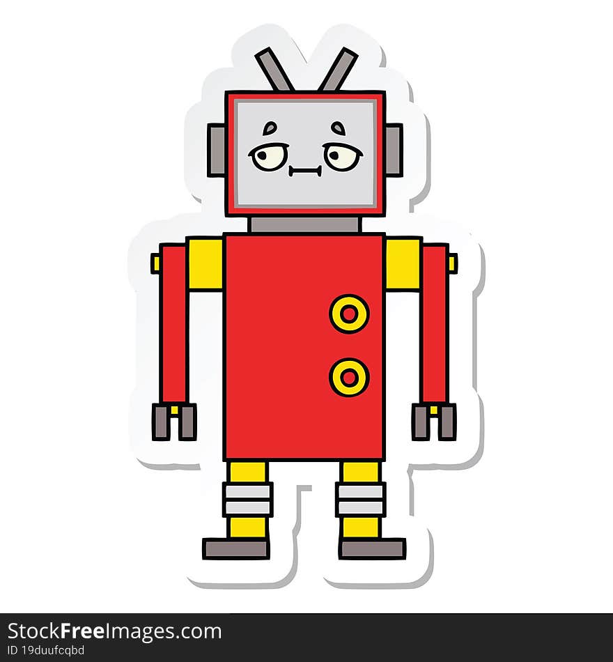 Sticker Of A Cute Cartoon Robot