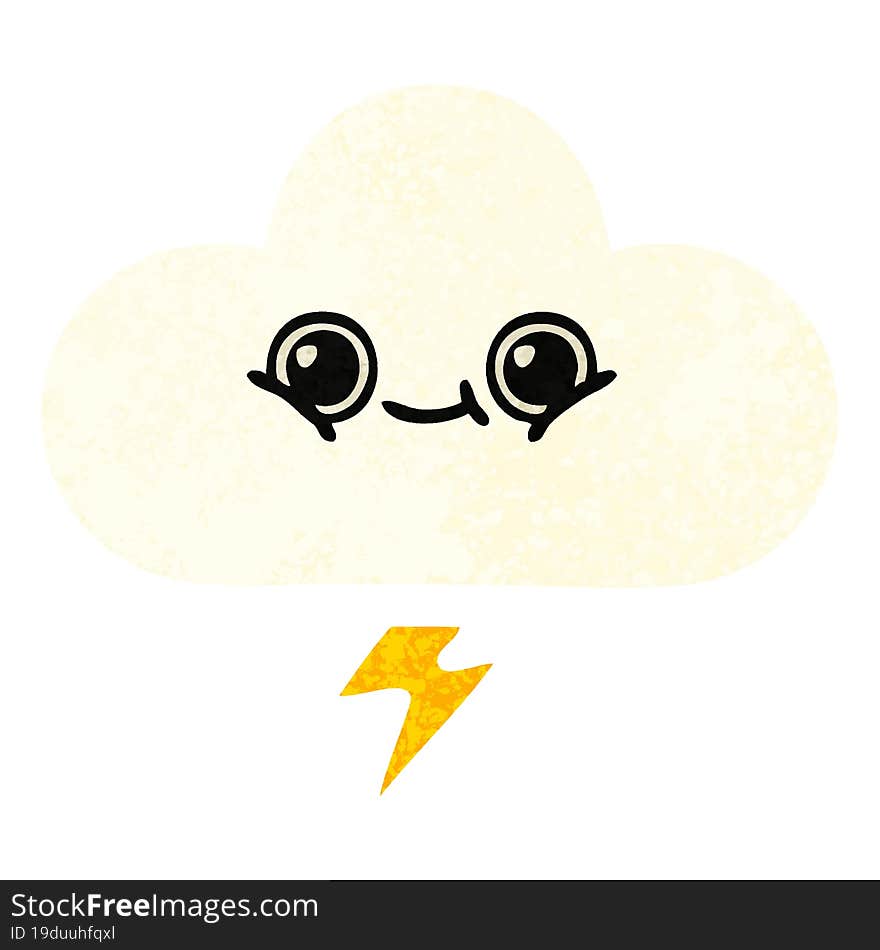 retro illustration style cartoon of a storm cloud