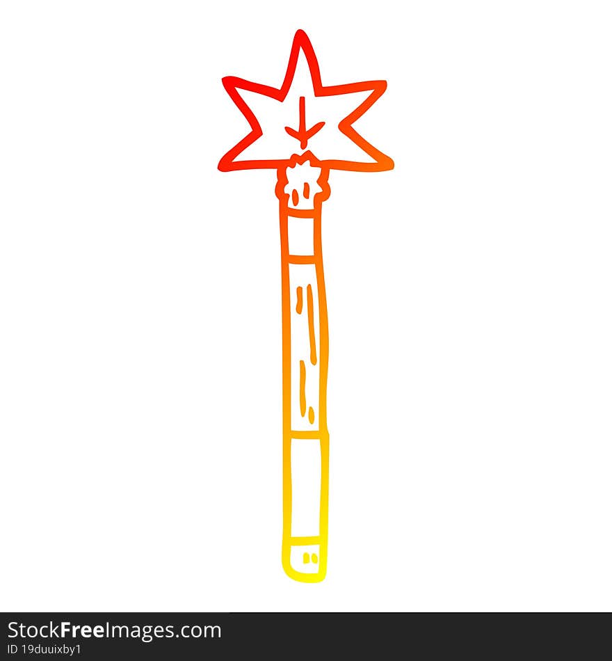 warm gradient line drawing of a cartoon magic wand