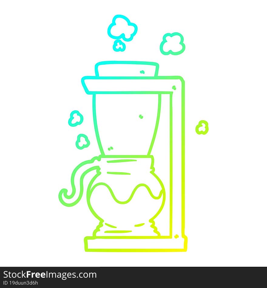 cold gradient line drawing of a cartoon filter coffee machine