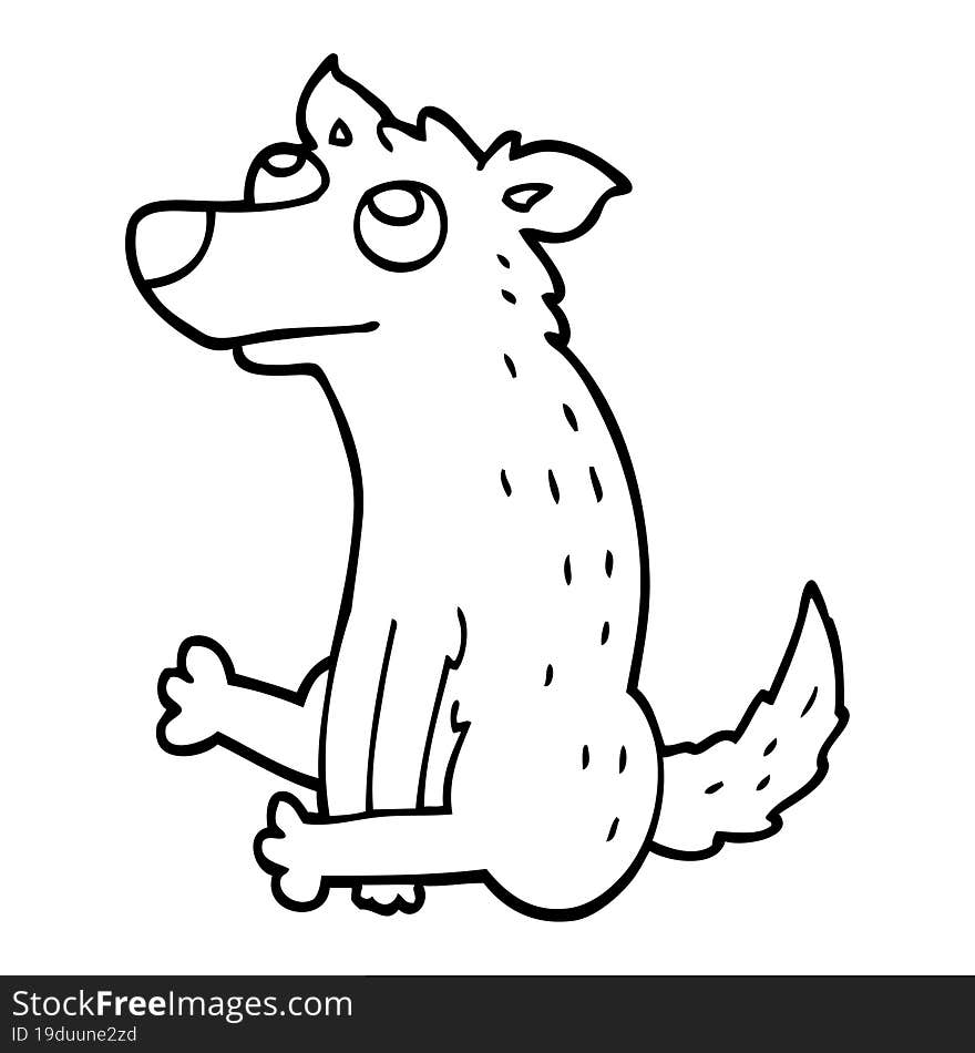 line drawing cartoon dog sitting