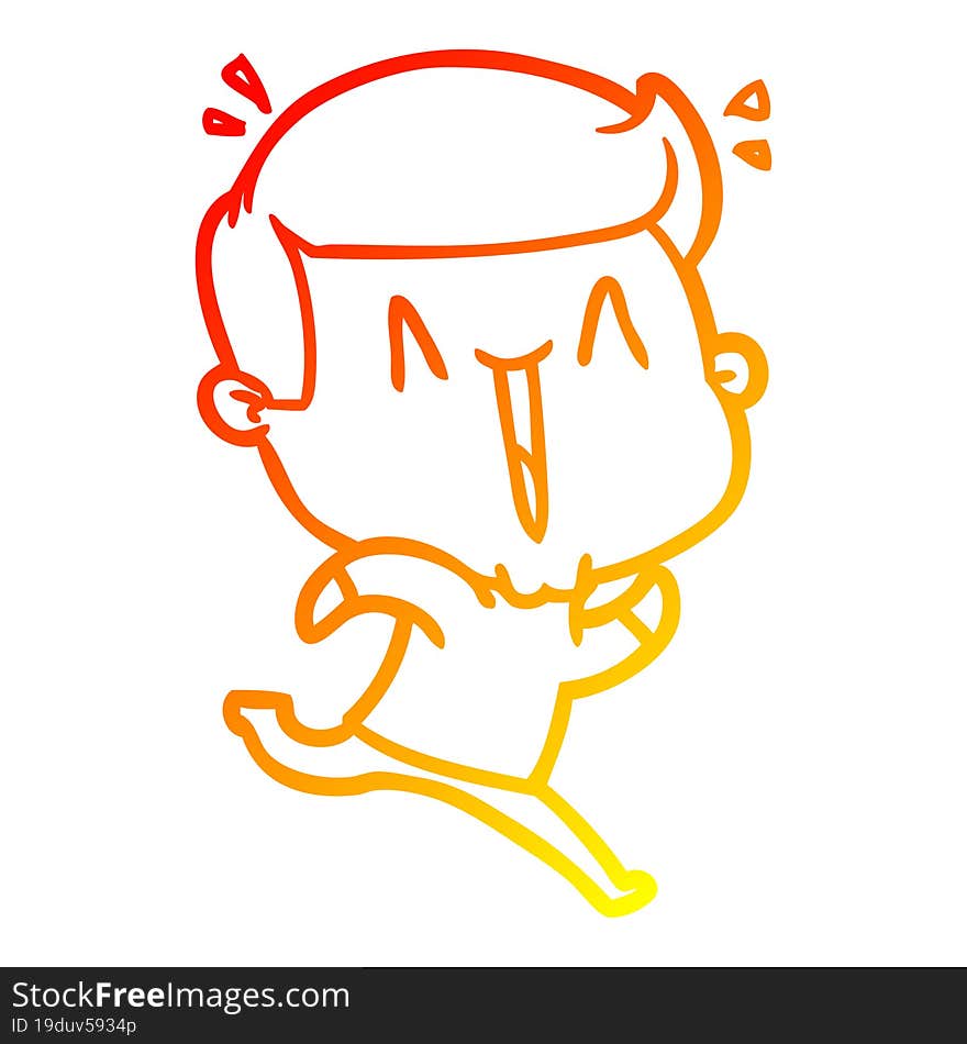 Warm Gradient Line Drawing Cartoon Excited Man