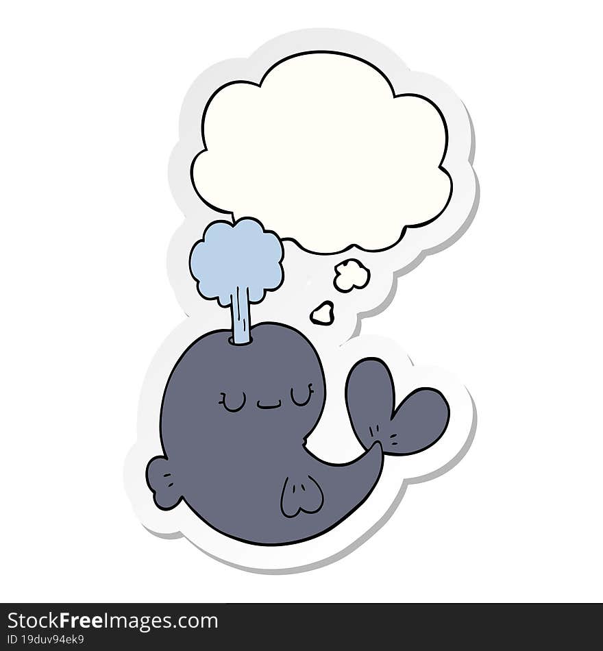 cute cartoon whale and thought bubble as a printed sticker