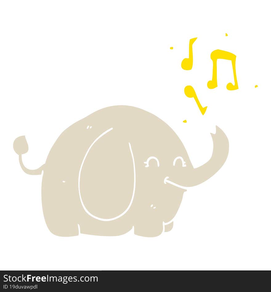 flat color style cartoon trumpeting elephant