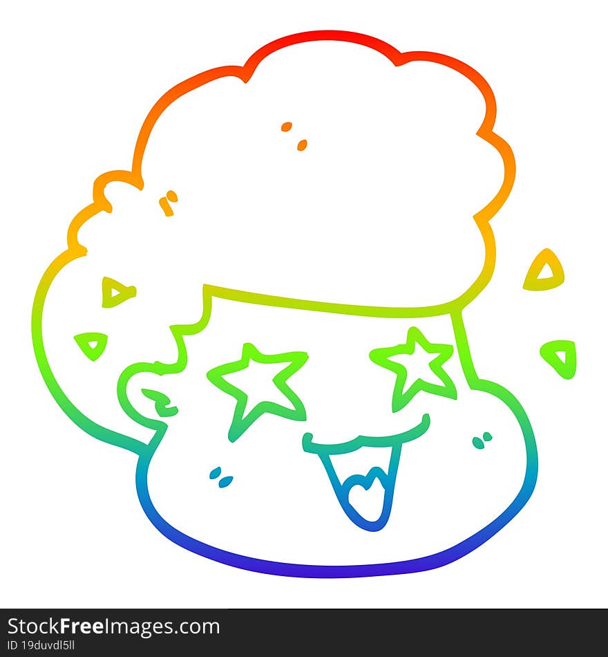 rainbow gradient line drawing cartoon excited boy