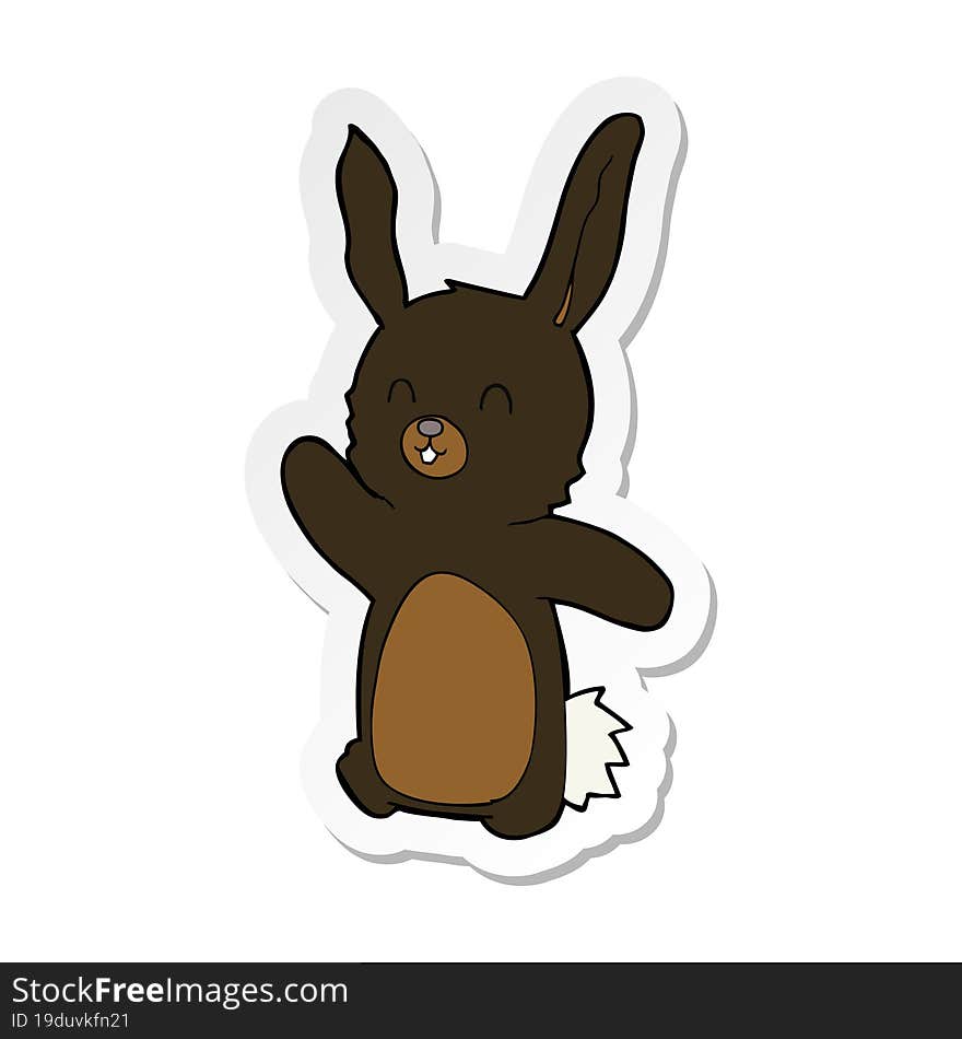 sticker of a cartoon happy rabbit