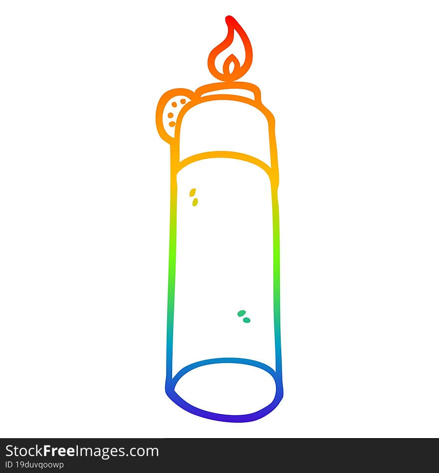 rainbow gradient line drawing of a cartoon cigarette lighter