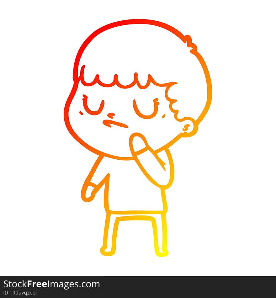 warm gradient line drawing cartoon grumpy boy