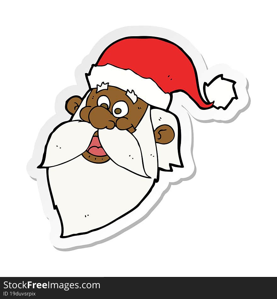 sticker of a cartoon jolly santa claus face