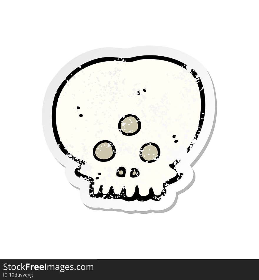 retro distressed sticker of a cartoon mystic skull