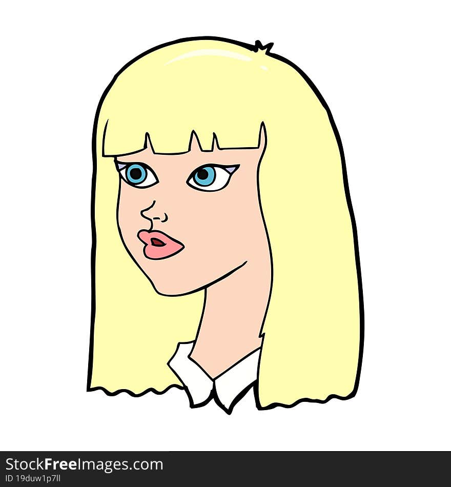 cartoon pretty girl with long hair