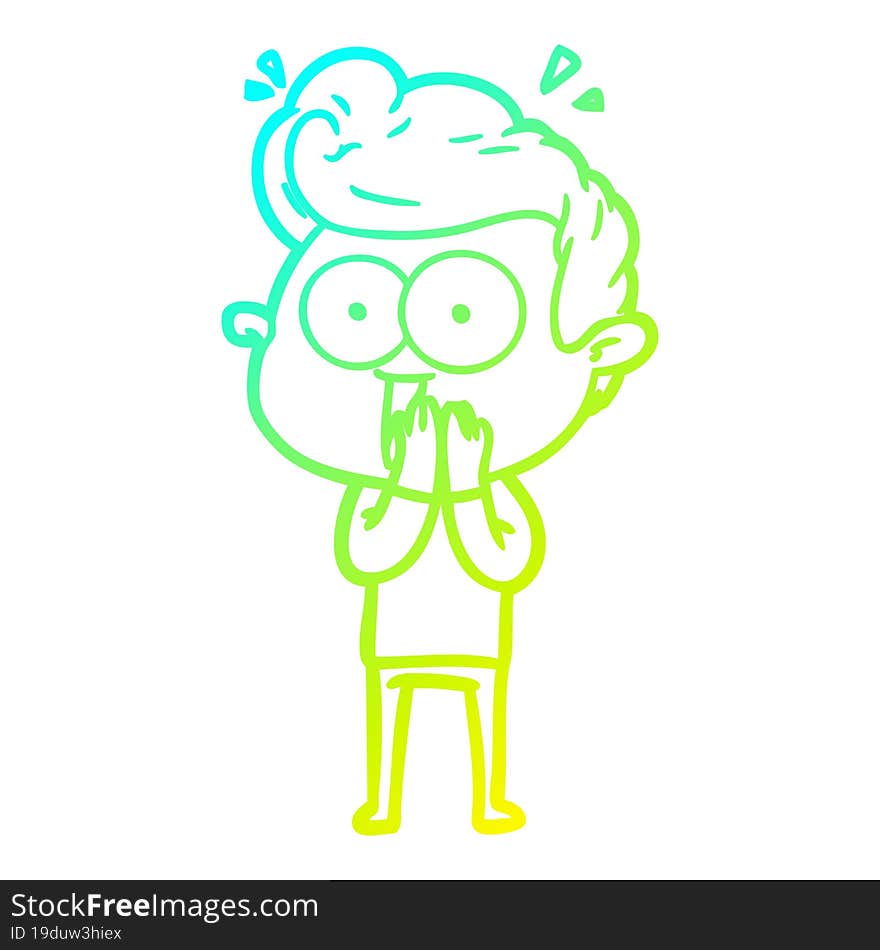 cold gradient line drawing of a cartoon man