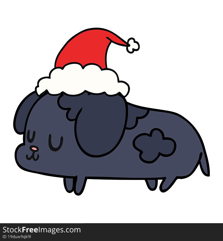 christmas cartoon of kawaii dog