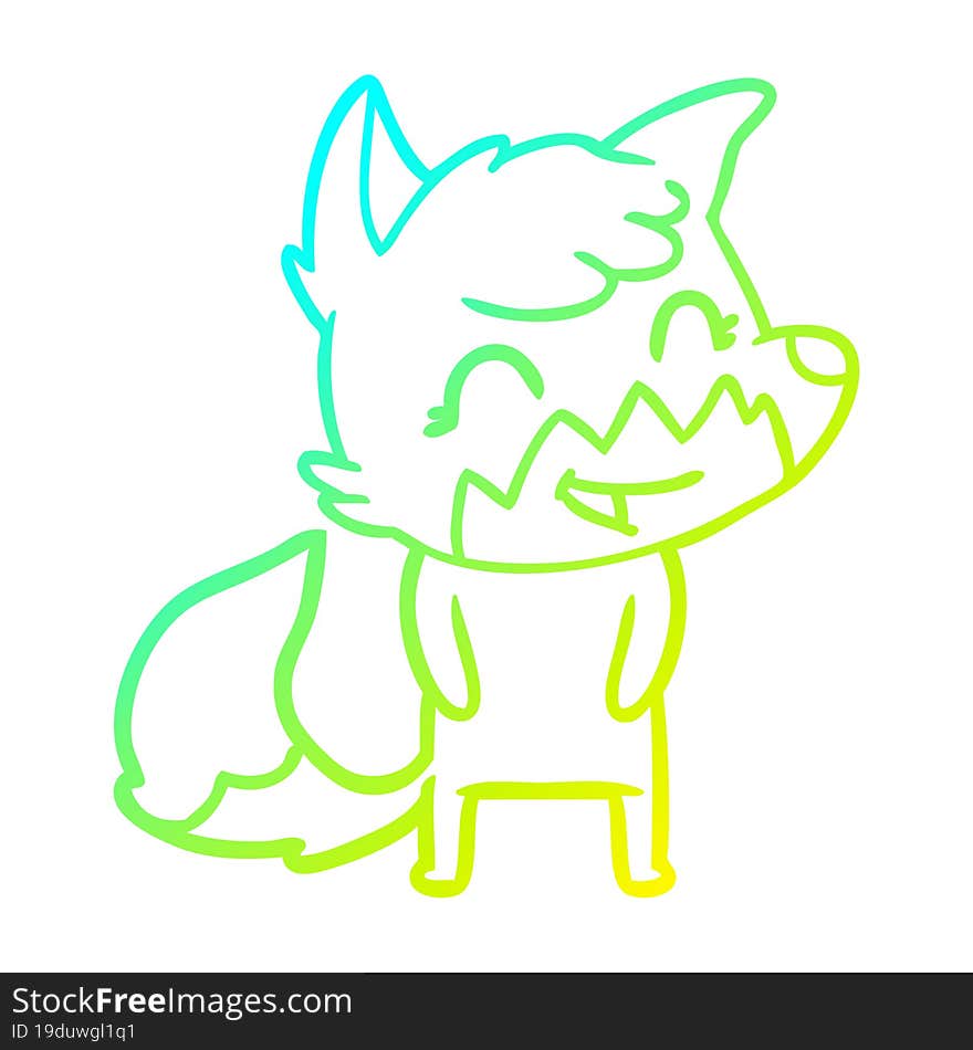 cold gradient line drawing happy cartoon fox