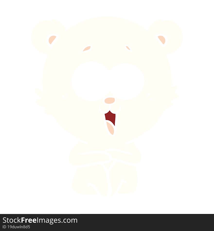 Laughing Teddy  Bear Flat Color Style Cartoon