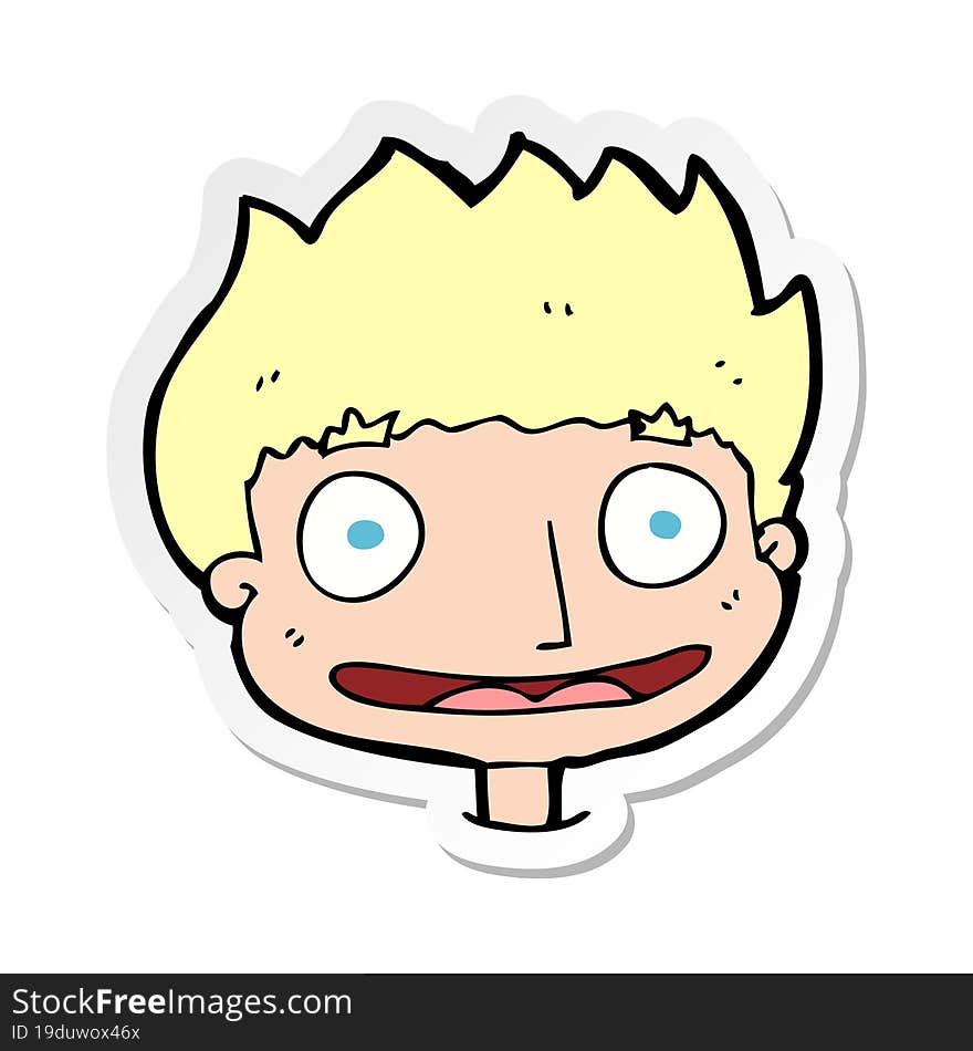 sticker of a cartoon happy boy