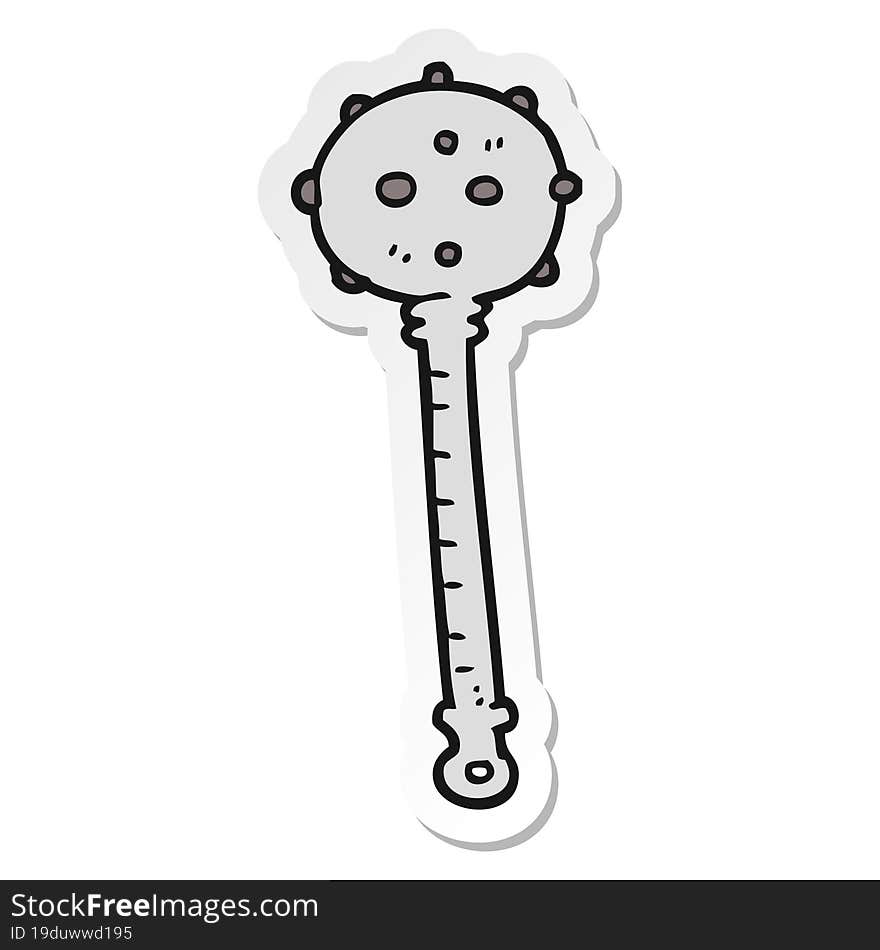 sticker of a cartoon medieval mace